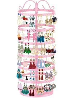 6 Tier Metal Rotating Earring Holder Organizer, 264 Holes Large Stud Storage Dis